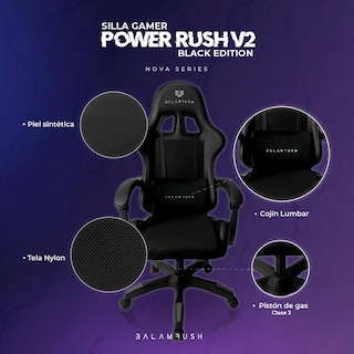 Foto 7 | Foto 7 | Silla Gamer Balam Rush Power Rush V2 Ergonomica Reclinable Black Edition Br-934534