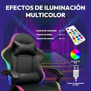 Foto 6 | Foto 6 | Silla Gamer Titano con Reposapiés y Luz Led Negra