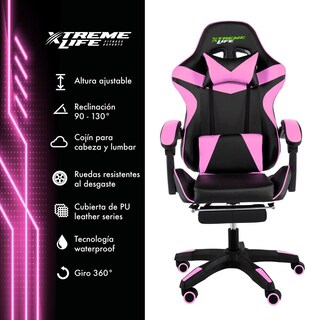 Foto 2 | Foto 2 | Silla Gamer Xtreme Life Reclinable color Rosa