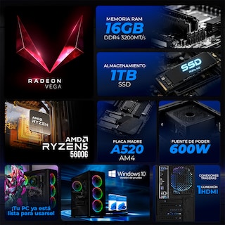 Foto 4 | Foto 4 | Xtreme PC Gaming AMD Radeon Renoir Ryzen 5 5600G 16GB SSD 1TB Monitor 27 WIFI