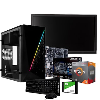 Foto 1 | Foto 1 | PC Gamer PCRZ3200G8GB color Negro Basica Ryzen 3 3200G 8GB RAM SSD 240GB Monitor 19.5'' Wifi