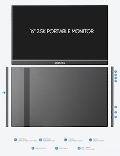 Foto 6 | Foto 6 | Monitor Portátil Arzopa 16 2,5k 2560x1600 Qhd De 16,1 Pulgadas Con Funda - Venta Internacional.