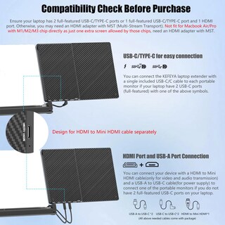 Foto 6 | Foto 6 | Extensor Triple De Monitor Para Portátil Kefeya F3 14'' 1080p - Venta Internacional.