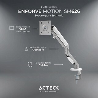 Foto 3 | Foto 3 | Brazo Articulado Para Monitor Acteck Enforce Motion Sm626 Hasta 32 Pulgadas Ajustable Ac-936569 Color Blanco