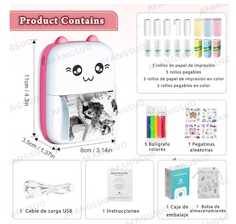 Foto 3 | Foto 3 | Mini Impresora Portátil Térmica Para iOS/Android con 16 Rollos de Papel y Conexión Bluetooth