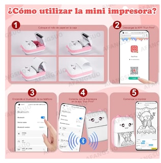 Foto 4 | Foto 4 | Mini Impresora Portátil Térmica Para iOS/Android con 16 Rollos de Papel y Conexión Bluetooth