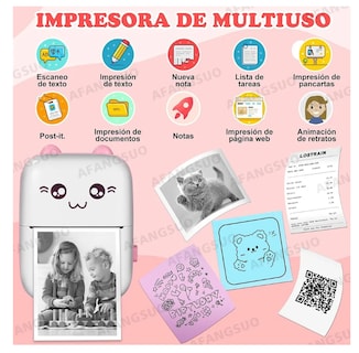 Foto 6 | Foto 6 | Mini Impresora Portátil Térmica Para iOS/Android con 16 Rollos de Papel y Conexión Bluetooth