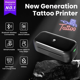 Foto 2 | Foto 2 | Impresora De Plantillas De Tatuajes Phomemo Tp31 Con Papel De Transferencia 30 - Venta Internacional.
