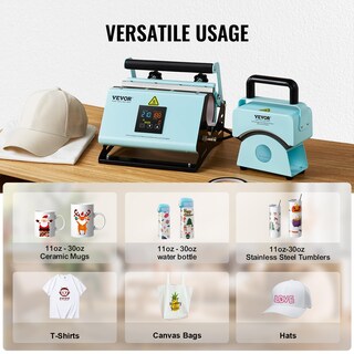 Foto 6 | Foto 6 | Máquina De Prensado Térmico Vevor 2 En 1, Vaso Y Sombrero, Color Verde - Venta Internacional.