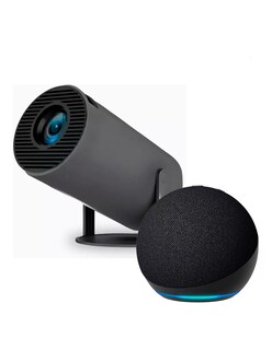 Foto 1 | Foto 1 | Combo Proyector Portatil Y300 Gris Full Hd Petukita Box + Echo Negro