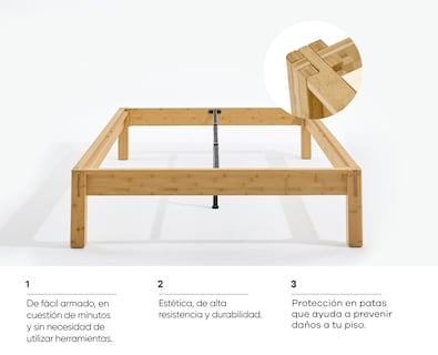 Foto 3 | Foto 3 | Base para Cama Luuna Queen Size Madera de Bambú Resistente Armado Fácil sin Herramientas