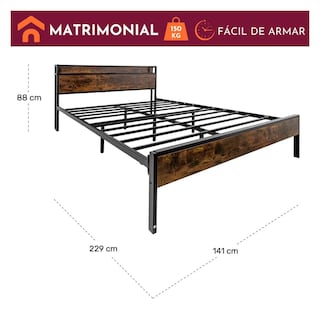 Foto 8 | Foto 8 | Base Cama Matrimonial Usb Country Tipo Madera Moderna Houzer