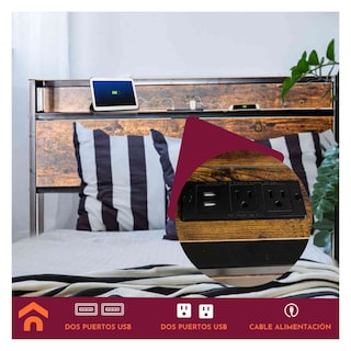Foto 2 | Foto 2 | Base Cama Individual Usb Country Tipo Madera Moderna Houzer