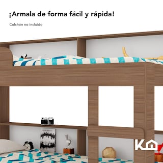 Foto 6 | Foto 6 | Litera Doble KingsHouse KINGBUNK2 Marrón Individual con Estante