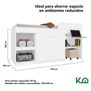 Foto 6 | Foto 6 | Base de Cama Kingshouse Kingsingles Individual color Blanco