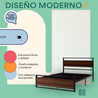 Foto 4 | Foto 4 | Base para Cama Matrimonial Mubson Akaza-MTM Marrón con Cabecera