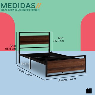 Foto 5 | Foto 5 | Base para Cama Matrimonial Mubson Akaza-MTM Marrón con Cabecera