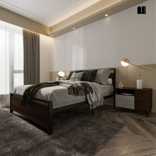 Foto 6 | Foto 6 | Base para Cama Matrimonial Mubson Akaza-MTM Marrón con Cabecera