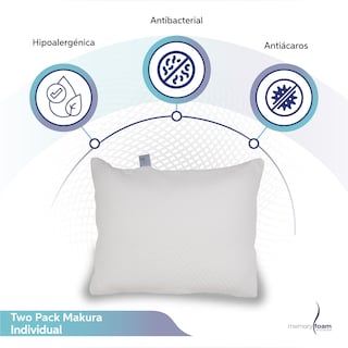 Foto 2 | Foto 2 | Two Pack Almohadas Makura De Memory Foam Paquete De Dos Almohadas Súper Suaves Individuales Color Blanco