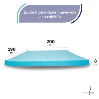 Foto 5 | Foto 5 | Colchoneta Fresca De Memory Foam De 8 Cm King Size 100% Memory Foam Fresca Toda La Noche Brinda Soporte A Tu Colchón