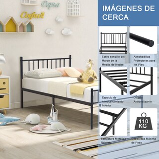 Foto 4 | Foto 4 | Cama De Bases Kessie Yatahome Negro 197x99x80cm Individual