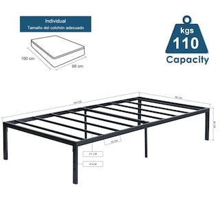 Foto 2 | Foto 2 | Cama De Bases Kessie Yatahome Negro 194x98x36cm Individual
