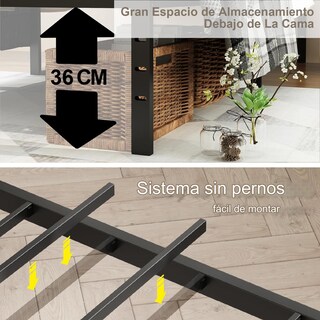 Foto 8 | Foto 8 | Cama De Bases Kessie Yatahome Negro 194x98x36cm Individual