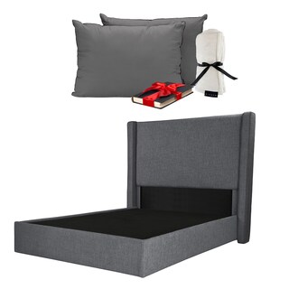 Foto 1 | Foto 1 | Cabecera Dicasa Planx + Base Cama Gris +  Almohadas 2 Pack +  Frazada Matrimonial