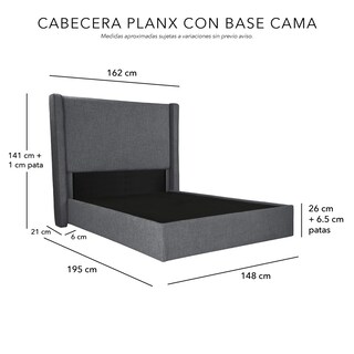 Foto 5 | Foto 5 | Cabecera Dicasa Planx + Base Cama Gris +  Almohadas 2 Pack +  Frazada Matrimonial