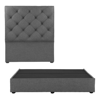 Foto 1 | Foto 1 | Cabecera Dicasa Ikki Gris Oscuro + Base Cama Gris King Size