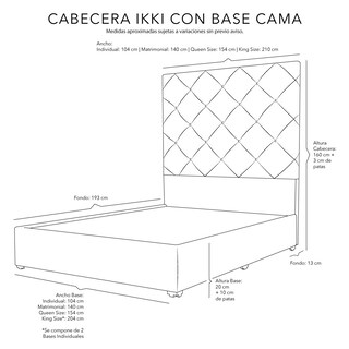 Foto 4 | Foto 4 | Cabecera Dicasa Ikki Gris Oscuro + Base Cama Gris King Size
