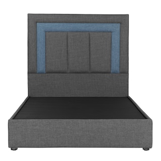 Foto 2 | Foto 2 | Cabecera Dicasa Bora Gris Oscuro Con Azul + Base Cama Gris Individual