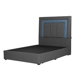 Foto 1 | Foto 1 | Cabecera Dicasa Bora Gris Oscuro Con Azul + Base Cama Gris Queen Size