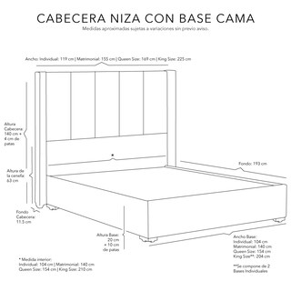 Foto 4 | Foto 4 | Cabecera Dicasa Nizza Gris Oscuro + Base Cama Gris Matrimonial