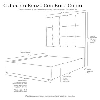 Foto 4 | Foto 4 | Cabecera Dicasa Kenzo Gris Oscuro Gris Queen Size con Base Cama
