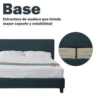 Foto 6 | Foto 6 | Ilios Innova | Base Queen Con Cabecera De Madera Tapizada En Lino Color Verde