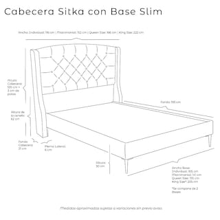 Foto 4 | Foto 4 | Cabecera Dicasa Sitka + Base Cama Slim Gris King Size