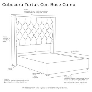 Foto 4 | Foto 4 | Cabecera Dicasa Tartuk + Base Cama Pink Matrimonial