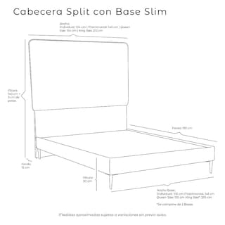 Foto 4 | Foto 4 | Cabecera Dicasa Split + Base Cama Slim Gris King Size