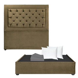 Foto 1 | Foto 1 | Cabecera Dicasa Mary Verde + Base Cama Queen Size + Almohada Oso 2 + Sabanas Basic