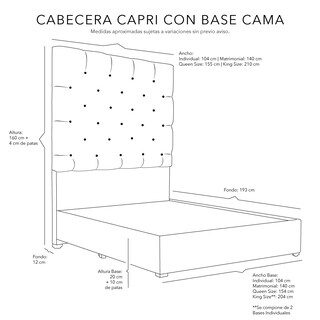 Foto 4 | Foto 4 | Cabecera Dicasa Capri + Base Cama Azul Matrimonial