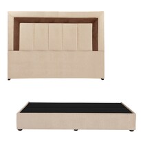 Cabecera Dicasa Bora Beige con Café + Base Cama Beige King Size