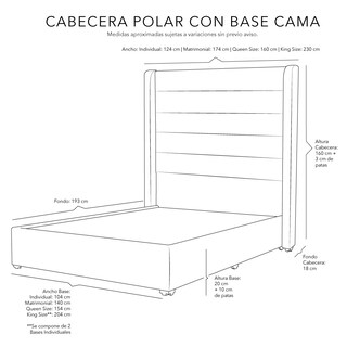 Foto 3 | Foto 3 | Cabecera Dicasa Polar Beige + Base Cama Beige Queen Size