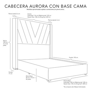 Foto 4 | Foto 4 | Cabecera Dicasa Aurora Gris + Base Cama Gris Queen Size