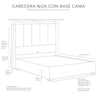 Foto 4 | Foto 4 | Cabecera Dicasa Nizza Gris + Base Cama Gris Individual