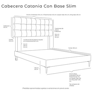 Foto 5 | Foto 5 | Cabecera Catania Negro + Base Cama Slim Negro Queen Size