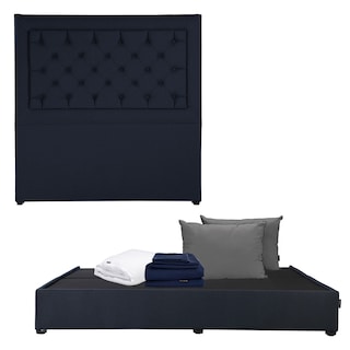 Foto 1 | Foto 1 | Cabecera Dicasa Mary  Azul King Size + Base Cama + Almohada 2pack + Protector Cloud+ Sabanas Softy