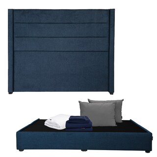 Foto 1 | Foto 1 | Cabecera Dicasa Lugo Azul King Size + Base Cama + Almohada 2pack + Protector Cloud+ Sabanas Softy