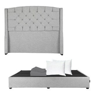 Foto 1 | Foto 1 | Cabecera Sitka Plata King Size + Base Cama + Almohada Oso 2 + Sabanas Basic