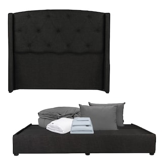 Foto 1 | Foto 1 | Cabecera Dicasa Zefyr Negro King Size + Base Cama + Almohada 2pack + Protector Cloud + Sabanas Softy + Edredon Homy